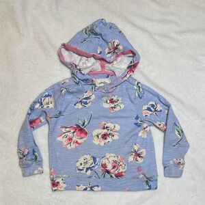 Joules blue floral hooded pullover size 3